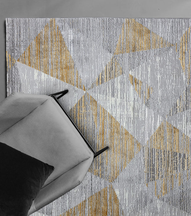 Asiatic orion or12 blocks yellow Grey, Yellow Living Room  Rug.