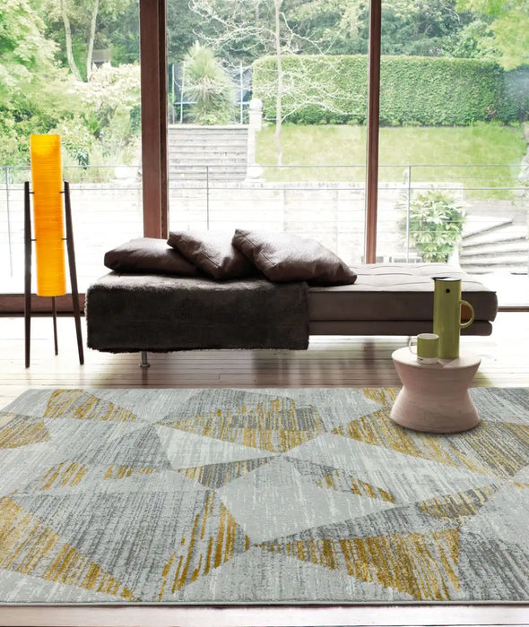 Asiatic orion or12 blocks yellow Grey, Yellow Living Room  Rug.