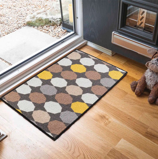 Serdim Rugs gel back oval gold Brown, Yellow, Multicoloured Living Room Geometric Rug.