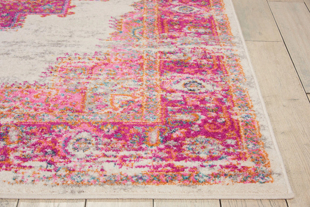Nourison passion nourison psn03 ivory fuchsia Ivory, Pink Living Room  Rug.