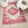 Nourison passion nourison psn03 ivory fuchsia Ivory, Pink Living Room  Rug.