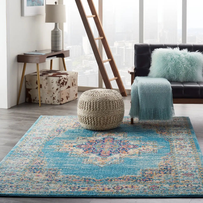 Nourison passion nourison psn03 light blue Blue Living Room  Rug.