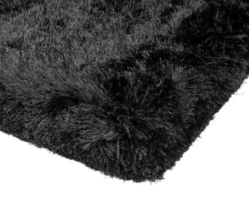 Asiatic plush black Black Living Room Shaggy Rug.