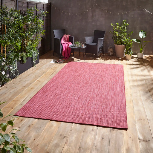 Think Rugs pop outdoors red Red Living Room Flat Weave Rug.