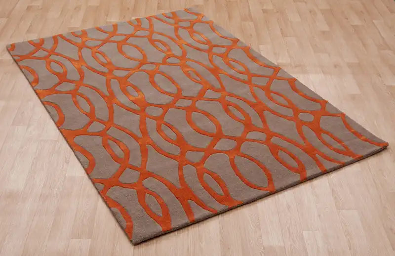 Asiatic wire matrix max37 orange Ivory, Orange Living Room Wool Rug.