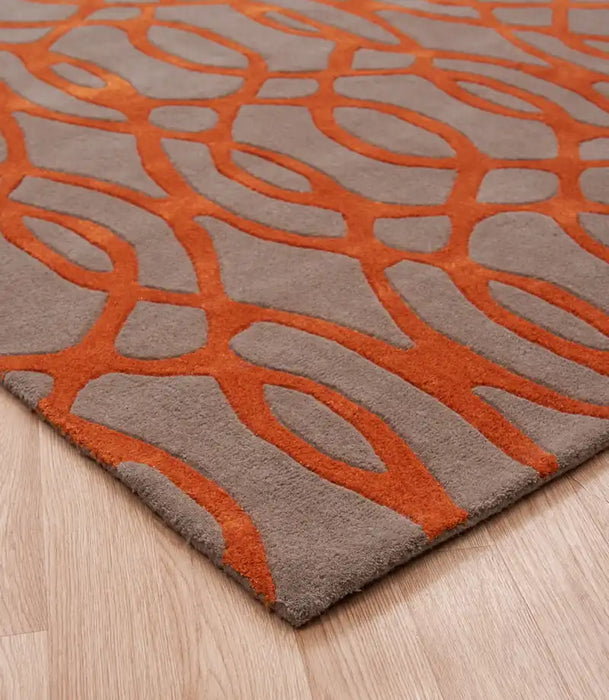 Asiatic wire matrix max37 orange Ivory, Orange Living Room Wool Rug.