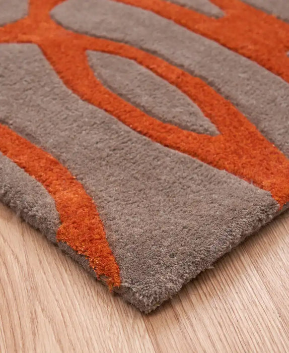 Asiatic wire matrix max37 orange Ivory, Orange Living Room Wool Rug.
