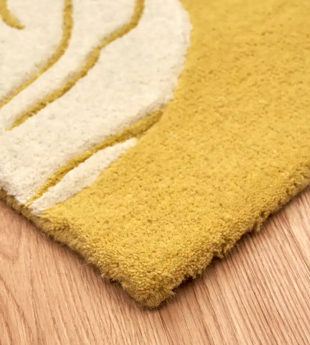 Asiatic devore matrix max15 yellow Yellow, Ivory  Wool Rug.