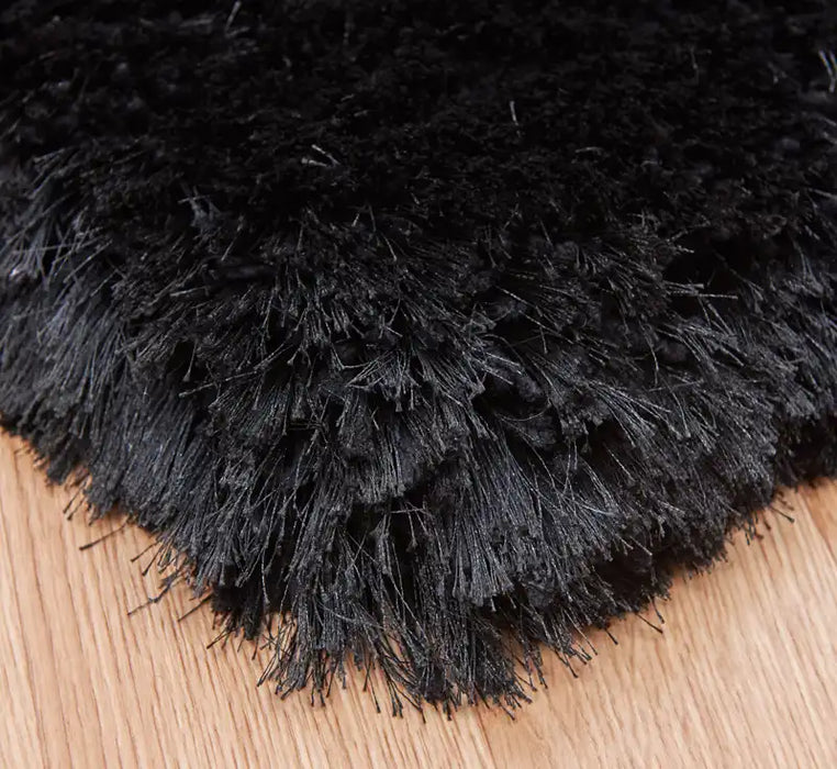 Asiatic plush black Black Living Room Shaggy Rug.