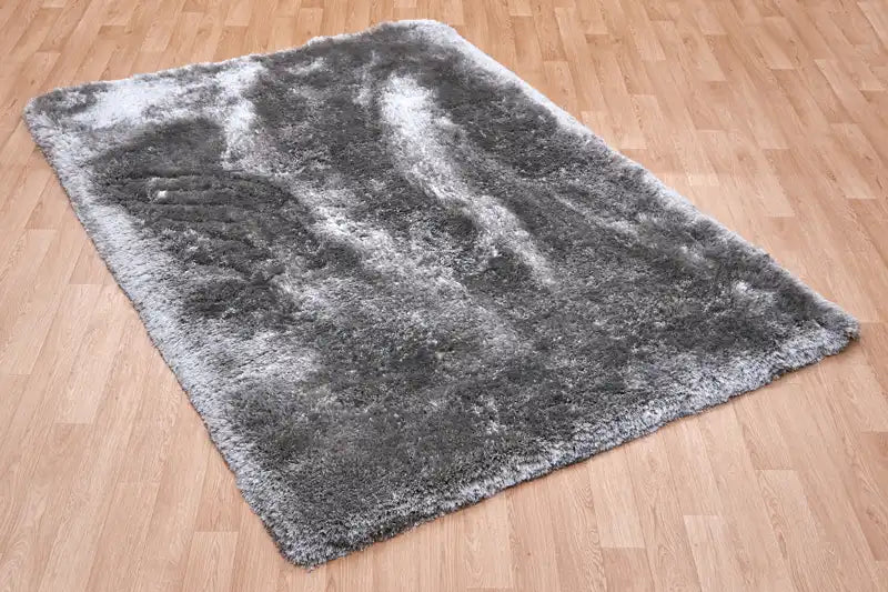Asiatic plush plush silver Grey Living Room Shaggy Rug.