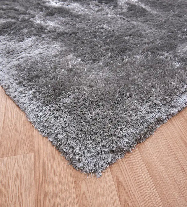 Asiatic plush plush silver Grey Living Room Shaggy Rug.