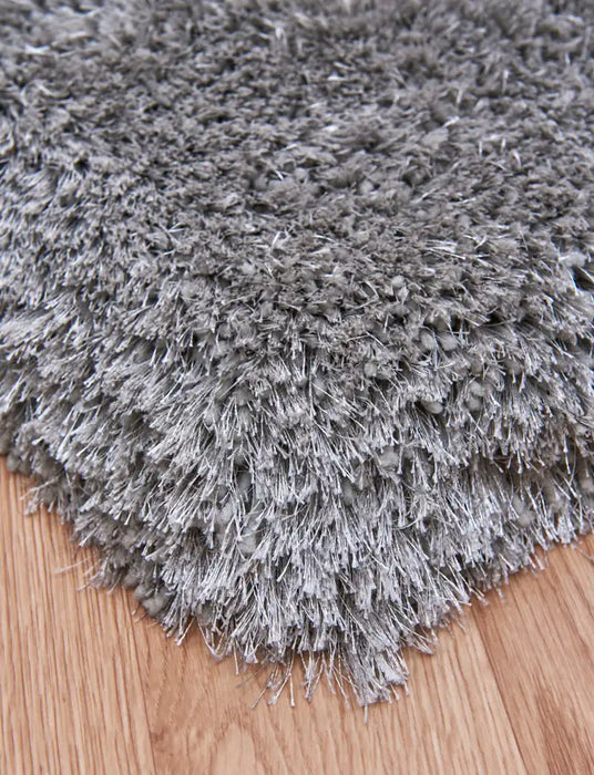 Asiatic plush plush silver Grey Living Room Shaggy Rug.