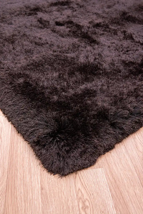 Asiatic plush plush dark chocolate Brown Living Room Shaggy Rug.