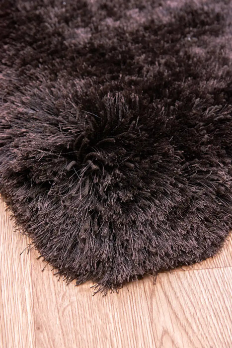 Asiatic plush plush dark chocolate Brown Living Room Shaggy Rug.