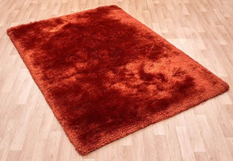Asiatic plush plush rust Orange Living Room Shaggy Rug.