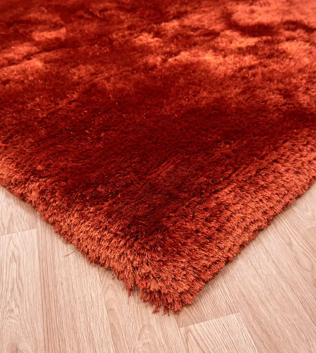 Asiatic plush plush rust Orange Living Room Shaggy Rug.