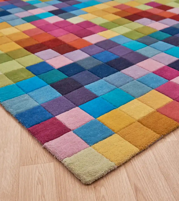 Asiatic funk multi Multicoloured Living Room Wool Rug.