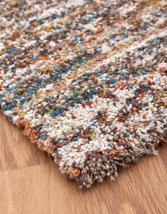 Mastercraft mehari 23094 6969 Beige, Multicoloured Living Room Shaggy Rug.