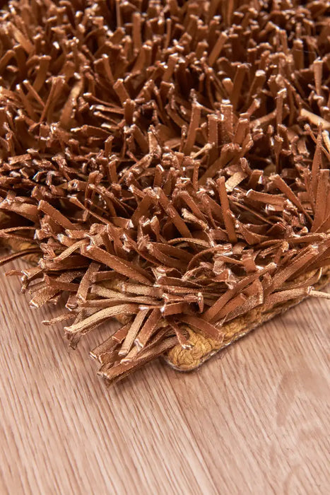 Asiatic metallica metallica bronze Brown  Shaggy Rug.