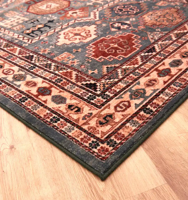 Mastercraft kashqai 4306 400 Green, Red Living Room Wool Rug.