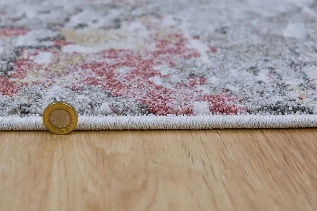 Mastercraft liberty 34017 1161 Grey, Ivory, Multicoloured, Pink Living Room Floral Rug.