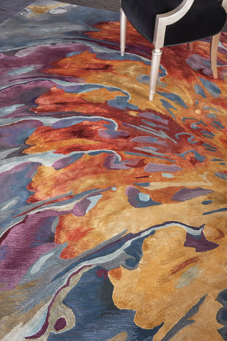Nourison prismatic prs08 multi Multicoloured Living Room Wool Rug.