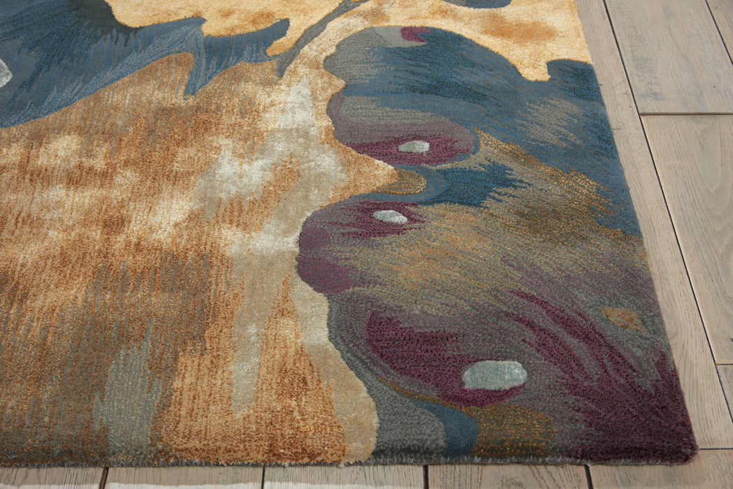 Nourison prismatic prs08 multi Multicoloured Living Room Wool Rug.