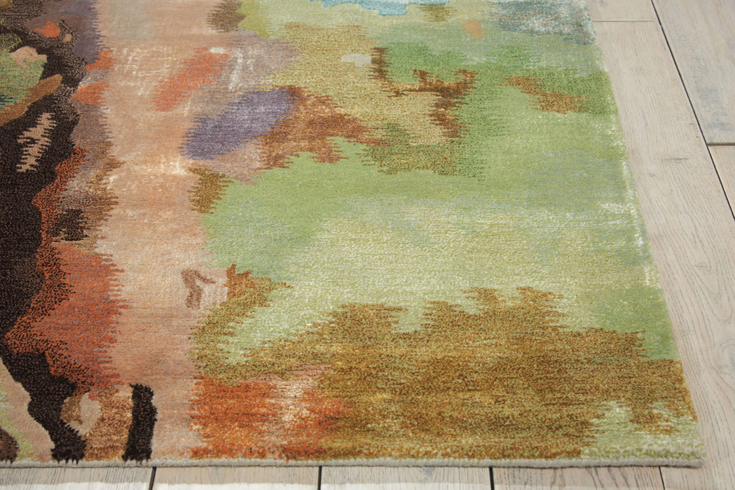 Nourison prismatic prs09 multi Multicoloured Living Room Wool Rug.