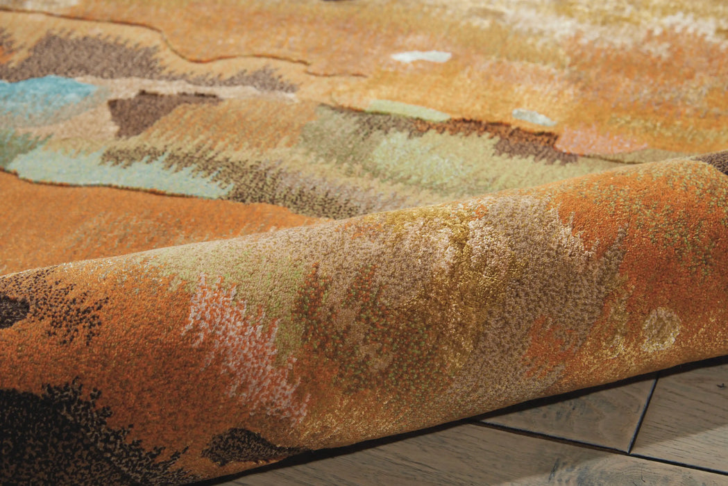 Nourison prismatic prs09 multi Multicoloured Living Room Wool Rug.