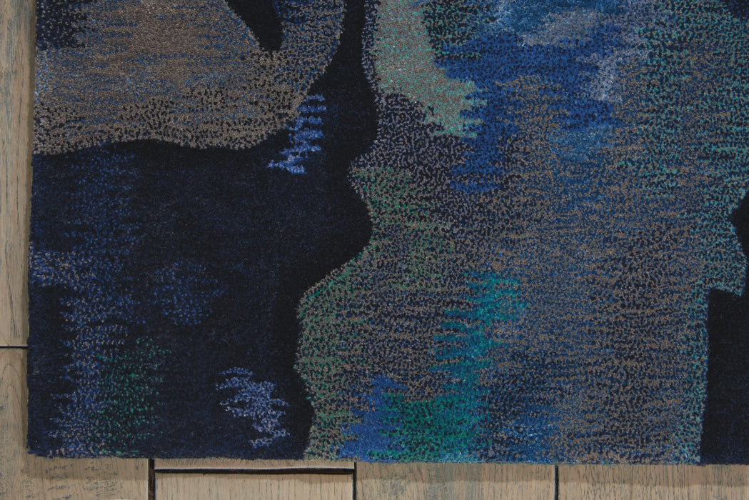 Nourison prismatic prs09 silver blue Multicoloured Living Room Wool Rug.