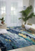 Nourison prismatic prs09 silver blue Multicoloured Living Room Wool Rug.