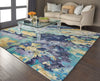 Nourison prismatic prs09 silver blue Multicoloured Living Room Wool Rug.