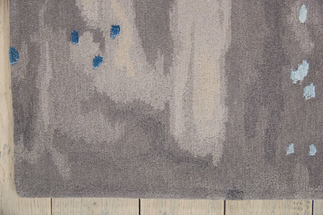 Nourison prismatic prs10 blue grey Blue, Grey Living Room Wool Rug.