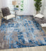 Nourison prismatic prs10 blue grey Blue, Grey Living Room Wool Rug.