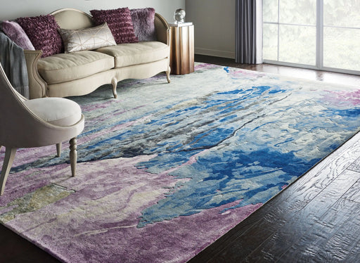 Nourison prismatic prs11 grey multi Blue, Grey, Multicoloured Living Room Wool Rug.