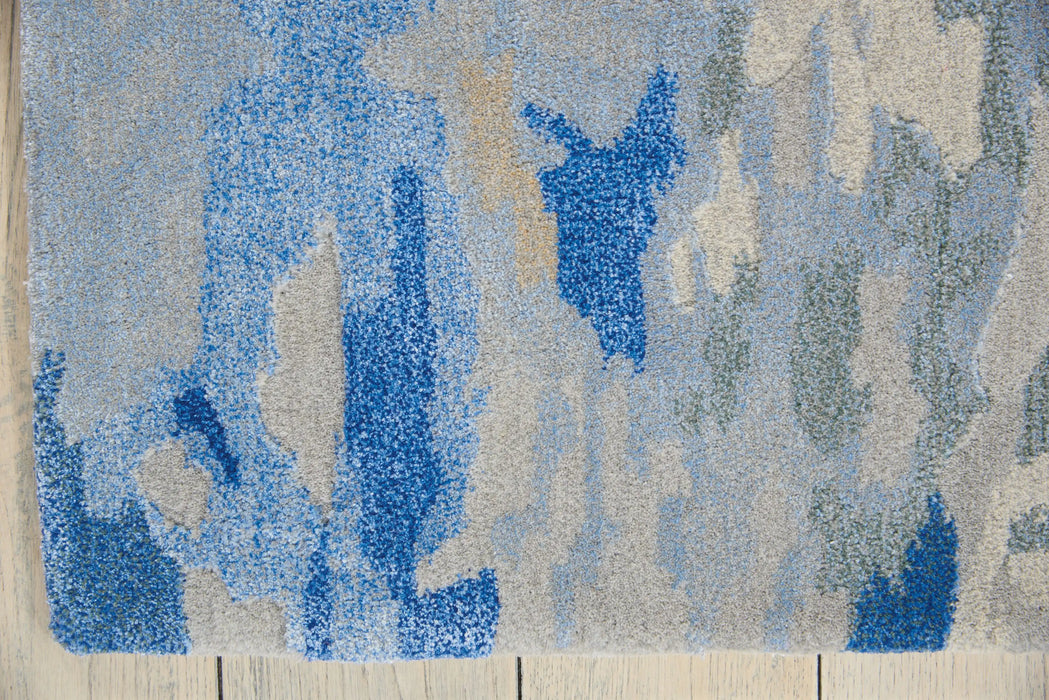Nourison prismatic prs11 grey multi Blue, Grey, Multicoloured Living Room Wool Rug.