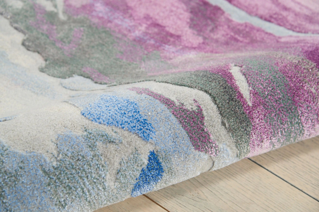 Nourison prismatic prs11 grey multi Blue, Grey, Multicoloured Living Room Wool Rug.