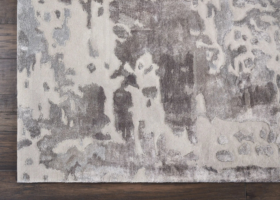 Nourison prismatic prs12 silver grey Grey Living Room Wool Rug.