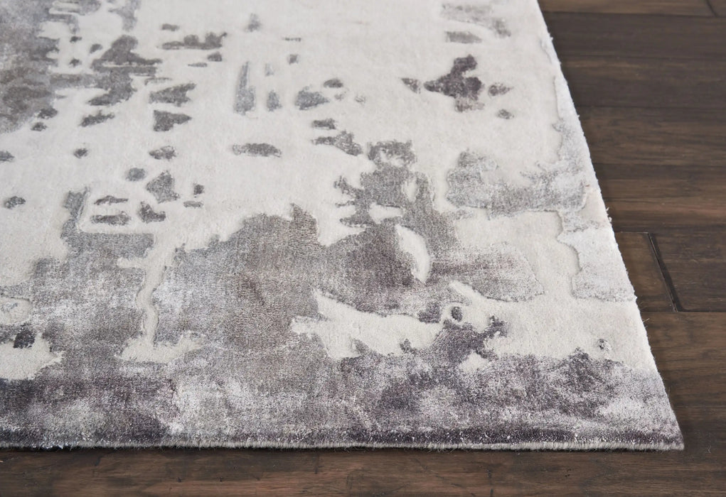 Nourison prismatic prs12 silver grey Grey Living Room Wool Rug.