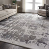Nourison prismatic prs12 silver grey Grey Living Room Wool Rug.