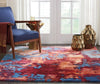 Nourison prismatic prs13 blue flame Blue, Multicoloured, Red Living Room Wool Rug.
