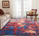 Nourison prismatic prs13 blue flame Blue, Multicoloured, Red Living Room Wool Rug.