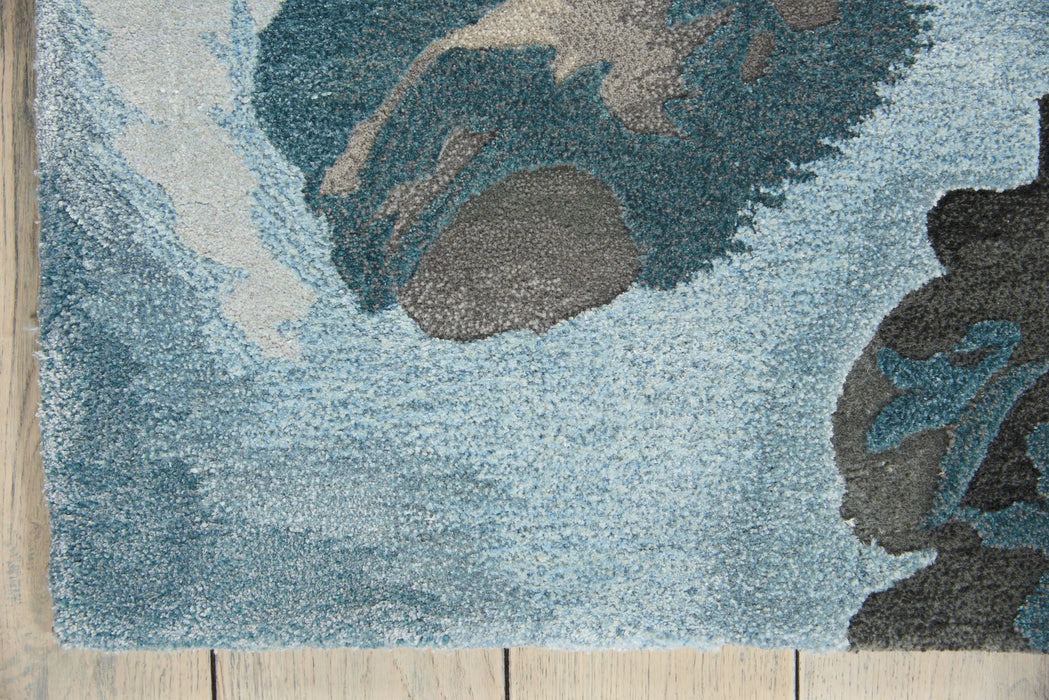 Nourison prismatic prs14 grey slate Blue, Grey, Multicoloured Living Room Wool Rug.