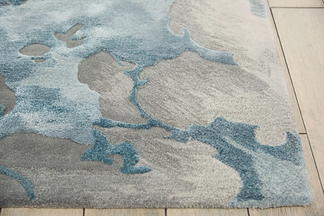 Nourison prismatic prs14 grey slate Blue, Grey, Multicoloured Living Room Wool Rug.