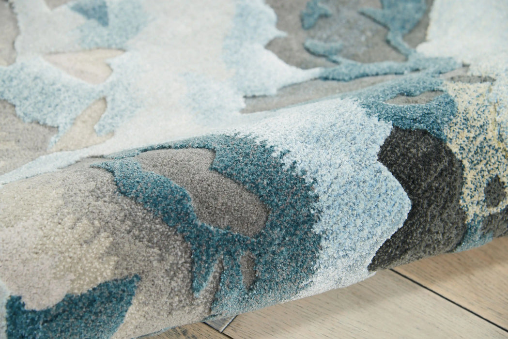 Nourison prismatic prs14 grey slate Blue, Grey, Multicoloured Living Room Wool Rug.