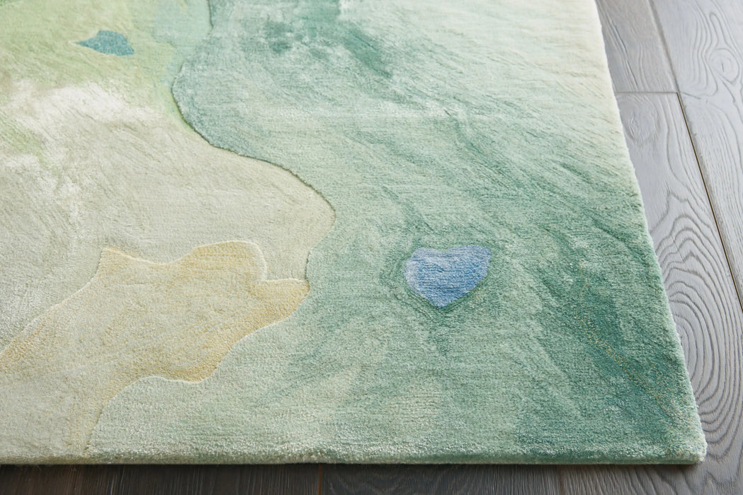 Nourison prismatic prs16 seafoam Grey, Multicoloured Living Room Wool Rug.