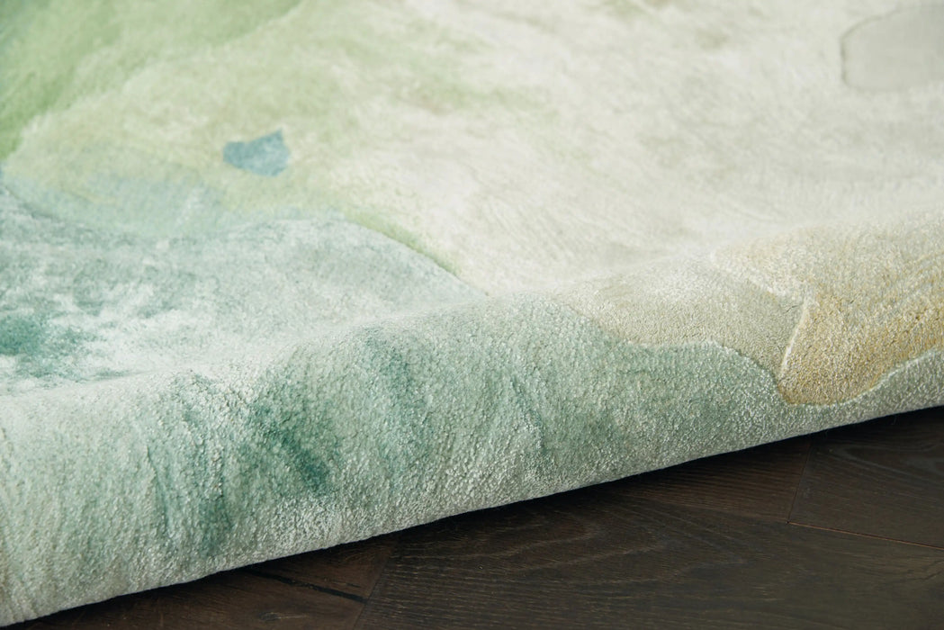 Nourison prismatic prs16 seafoam Grey, Multicoloured Living Room Wool Rug.
