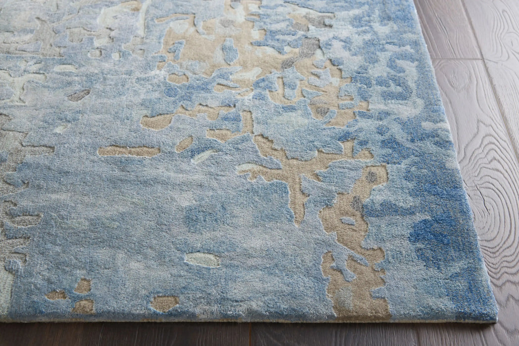 Nourison prismatic prs17 denim Blue, Grey Living Room Wool Rug.