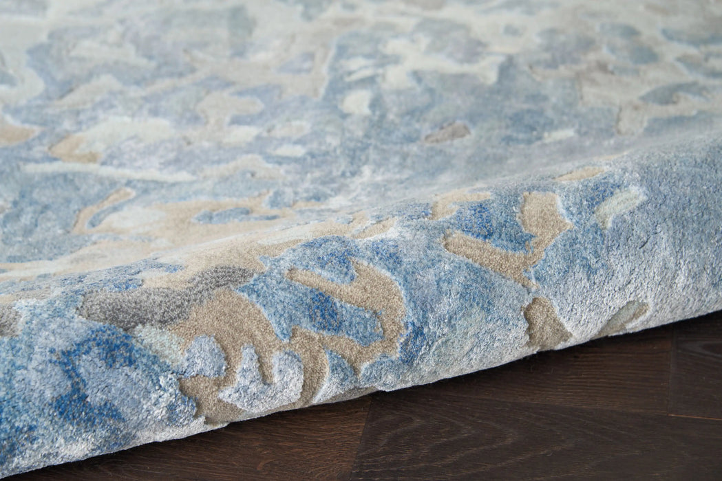 Nourison prismatic prs17 denim Blue, Grey Living Room Wool Rug.