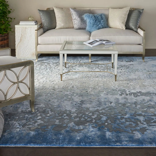 Nourison prismatic prs17 denim Blue, Grey Living Room Wool Rug.